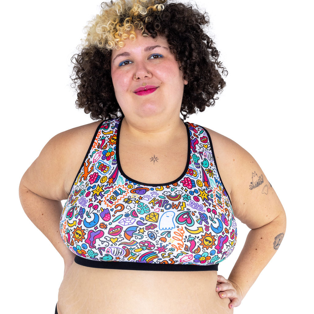 Sofaya is wearing a Doodles fuller bust bralette