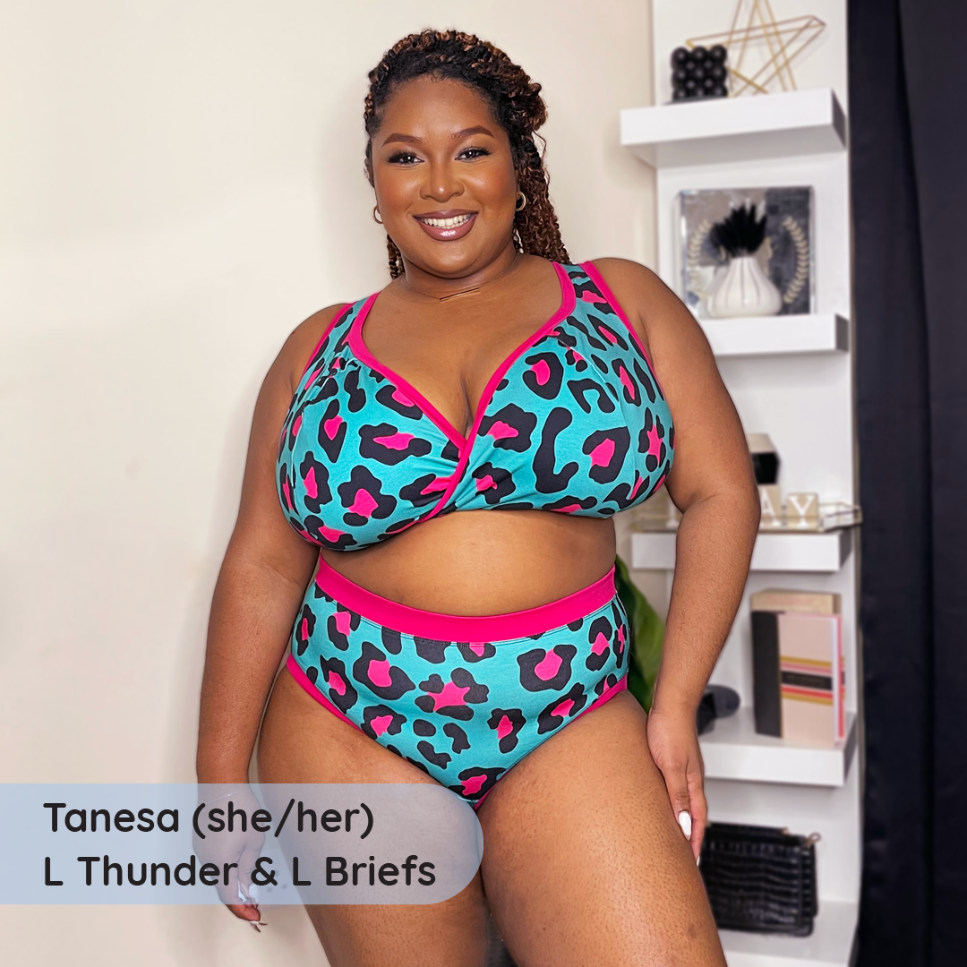 Tanesa is wearing a Hot Leopard underwear set