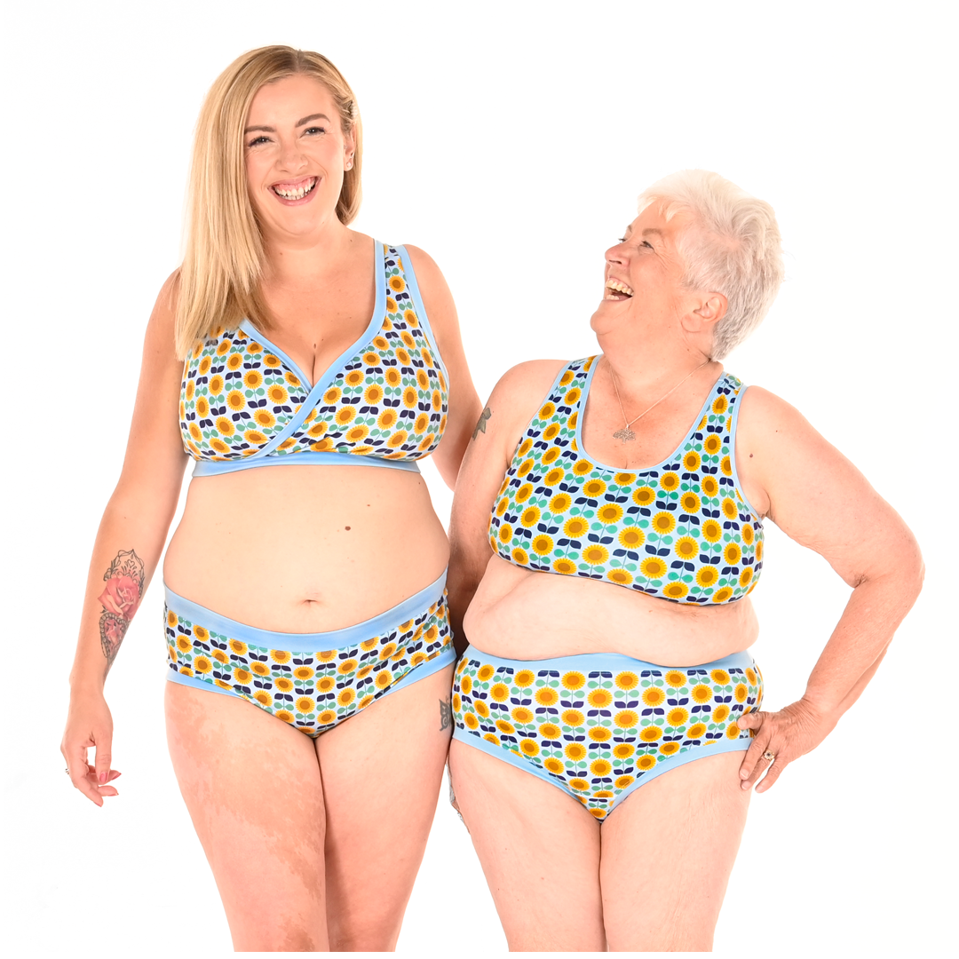 Barbara and Ann are wearing sunflowers non wired cotton underwear sets