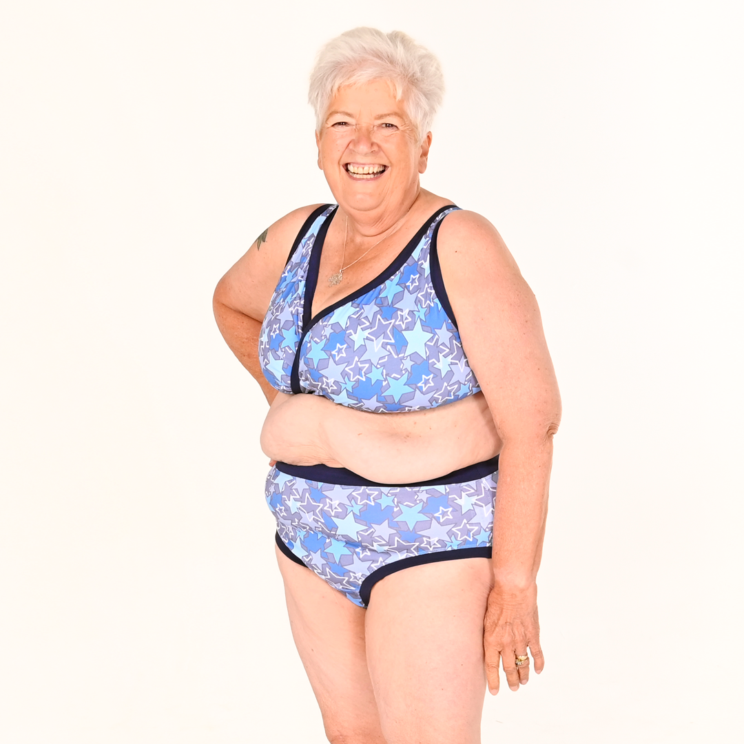 Ann is wearing a Midnight stars non-wired underwear set