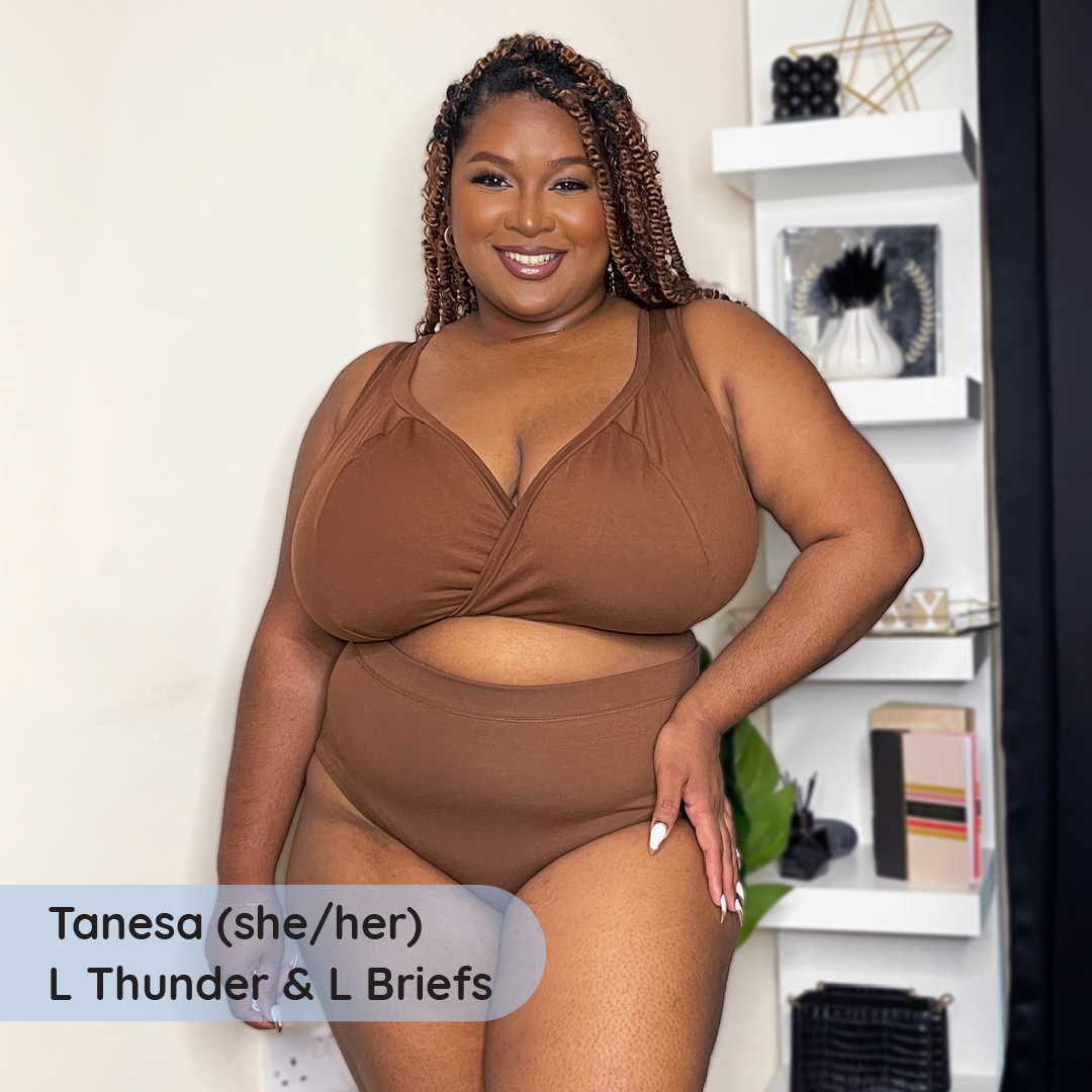 Tanesa is wearing a Nude 1 bra and briefs set