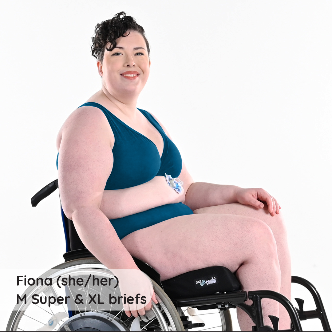 Fiona is wearing a Petrol Blue underwear set