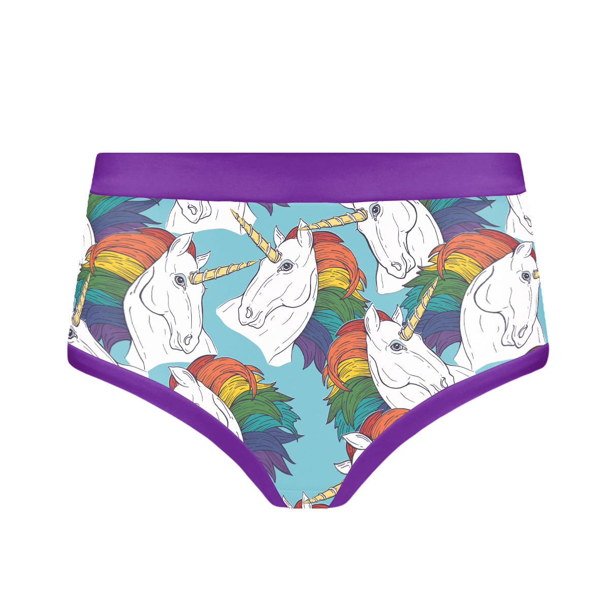 Illustration of Rainbow Unicorn mid rise cotton briefs