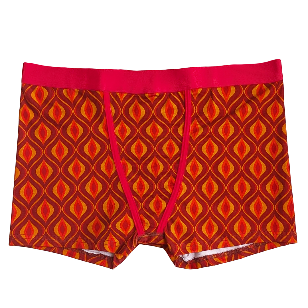 Flatlay of Red groovy boxer briefs