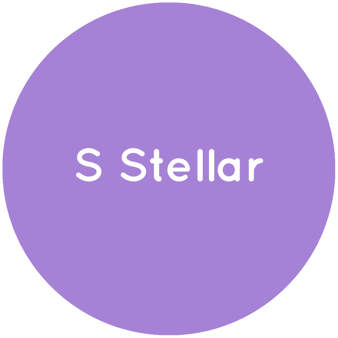 Purple circle with the text S Stellar in white.