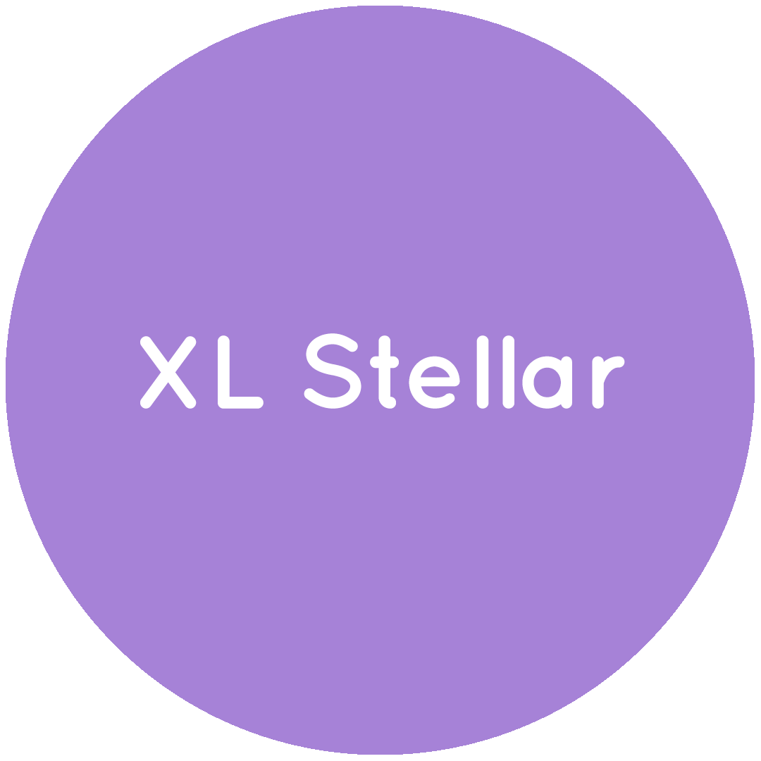 Purple circle with the text XL Stellar in white.