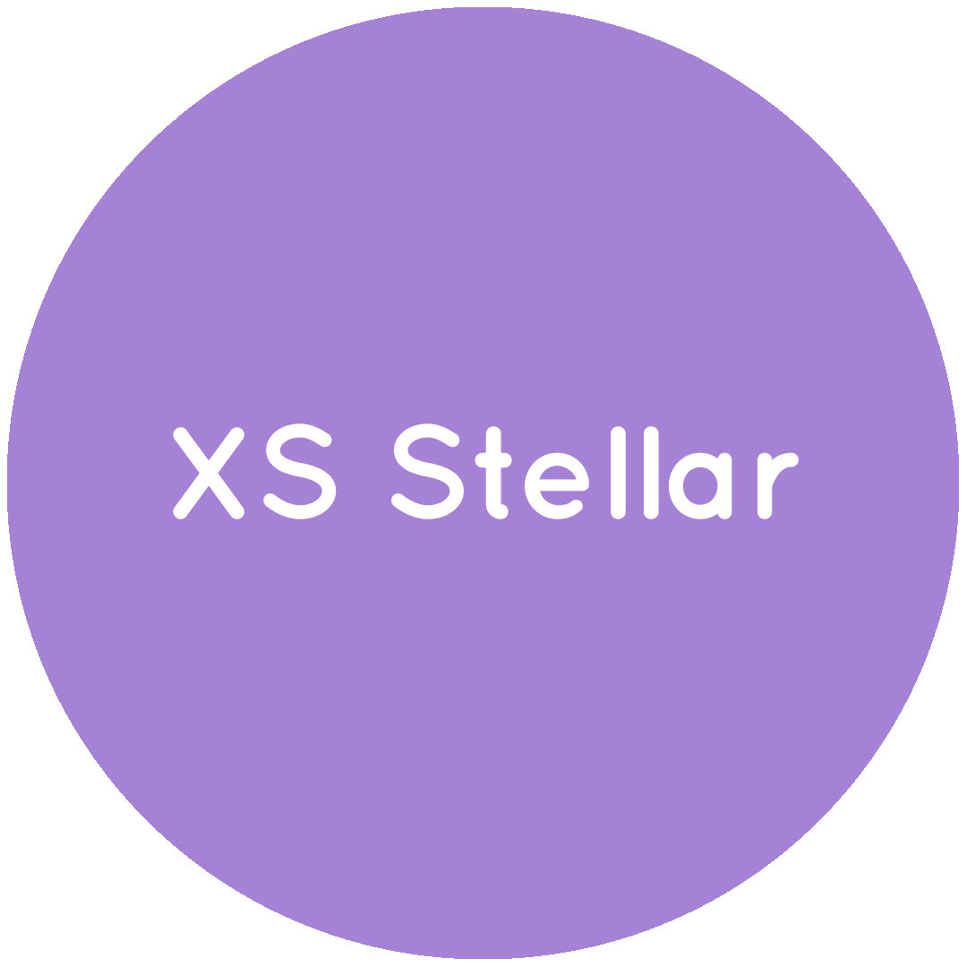 Purple circle with the text XS Stellar in white.